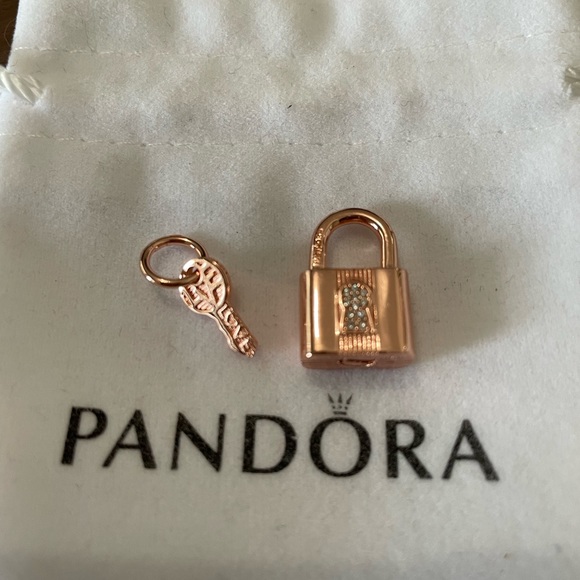 Pandora Jewelry Pandora Padlock And Key Dangle Charm Rose Gold